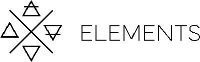 Symbol mit vier geometrischen Formen für Elemente neben dem Wort ELEMENTS.