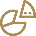 voltino_icon_mitarbeiterverpflegung Ein einfaches Diagrammsymbol mit abgenommenem Segment vor weißem Hintergrund.